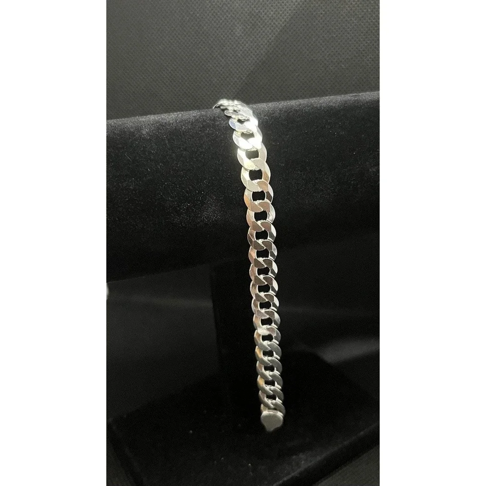 Esclava De Plata 925 Italiana Con Tejido Cubano 9 Inch